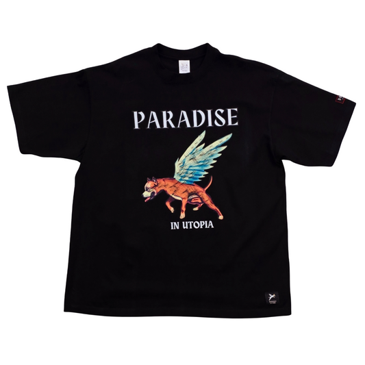 Paradise Angelic Doggo Black Oversized Tee