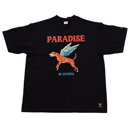 Paradise Leaping Doggo Black Oversized Tee