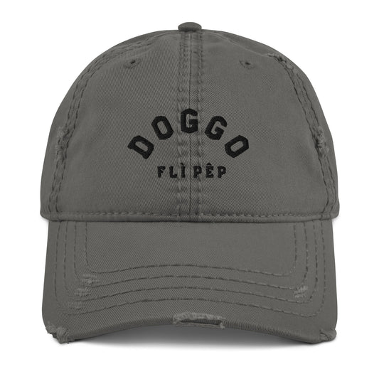 Curved Doggo Embroidered Distressed Hat