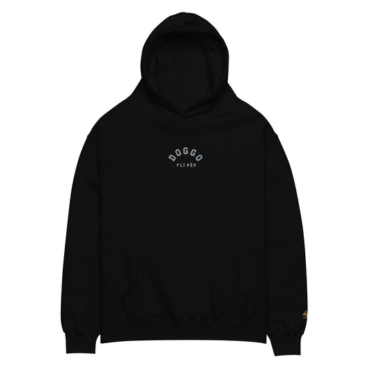 Doggo Distressed Black Relaxed Fit Oversized Hoodie