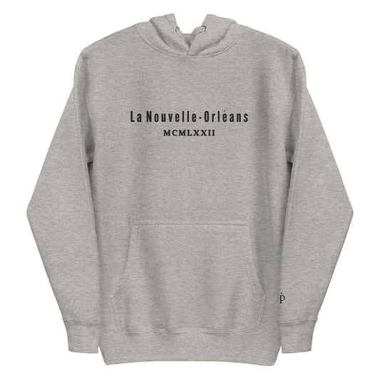 La Nouvelle Orleans Grey Embroidered Cotton Hoodie