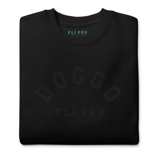 Curved Doggo Black Embroidered Crew - FLÌ PÊP™