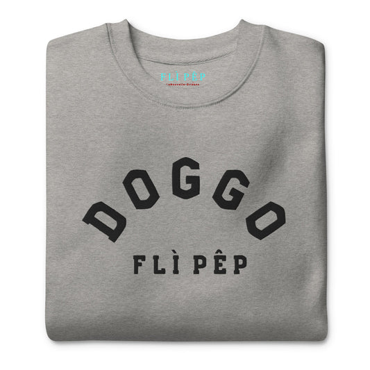Curved Doggo Carbon Grey Embroidered Crew