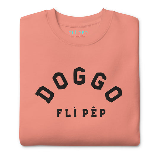 Curved Doggo Dusty Rose Embroidered Crew