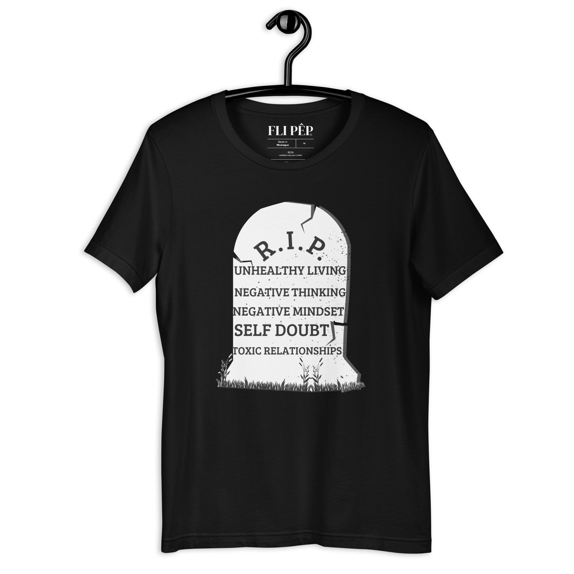 Shop for T-Shirt with Motivational Taglines that Inspire Positive Thinking and Self Belief. Our FLI PÊP! store features Organic Eco-Friendly tees and t-shirts to motivate you to be your best self. Our T-Shirts are made to fit just right and eliminate negative thinking.